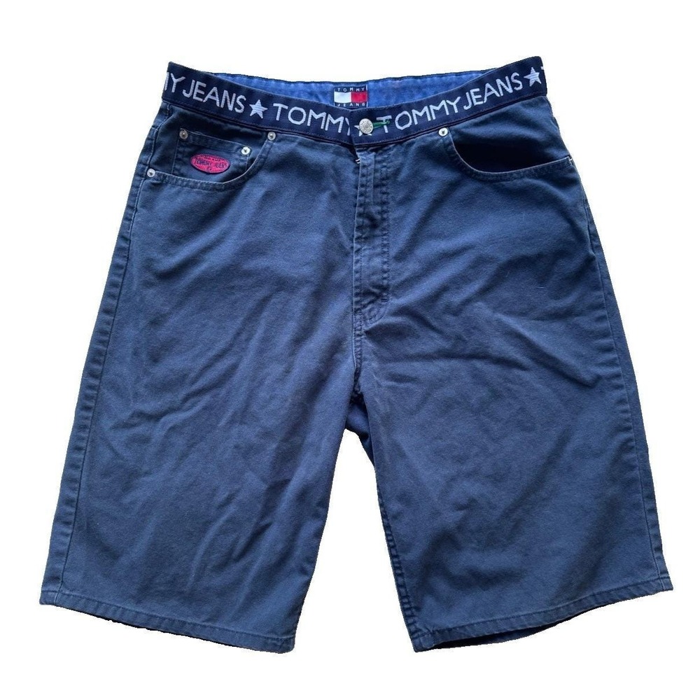Vintage Tommy Hilfiger Navy Blue Shorts 1990S Y2K Skater SIZE 34 100% Cotton